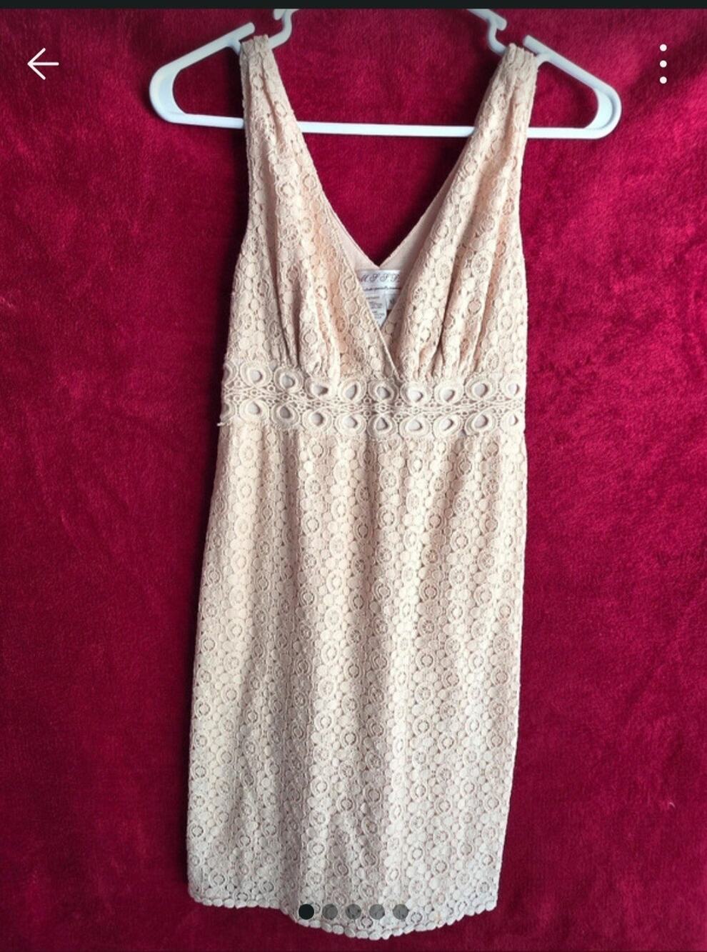 M.S.S.P. Max Studio Cream Lace Dress Women’s XS Sleeveless V Neck